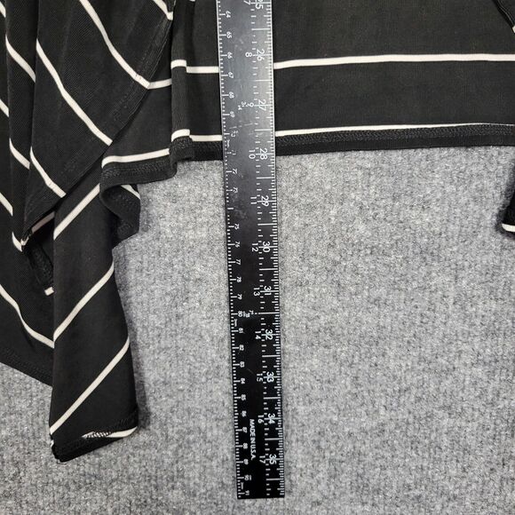 CHICOS TRAVELERS Black Striped Waterfall Slinky Knit Cardigan SIZE 1 US MEDIUM 8 - Picture 4 of 12